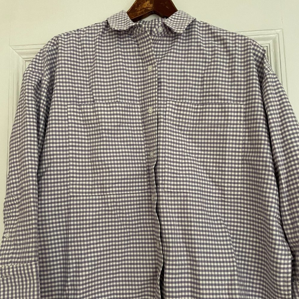 NWT XXS Everlane Boxy Oxford in Lavender Gingham